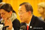 United Nations (UN) Secretary General Ban Ki-moon attends a press conference held on the side of the 16th Ordinary Session of the Assembly of the African Union in Addis Ababa, Ethiopia, Jan. 30, 2011. Ban Ki-moon said the demonstration in Egypt must be done in a peaceful way. 

1월 30일, 반기문 유엔 사무총장은 에티오피아 아디스 아바바에서 개최된 아프리카 연합의 총회에 참석한 기자 회견에서 이집트의 시위는 평화적인 방법으로 이루어져야 한다고 밝혔다.