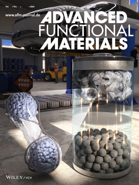 KERI의 'PVDF 대체 배터리 바인더 기술' 연구결과가 세계적 학술지인 'Advanced Functional Materials'의 표지논문으로 게재됐다. [사진=전기연구원]